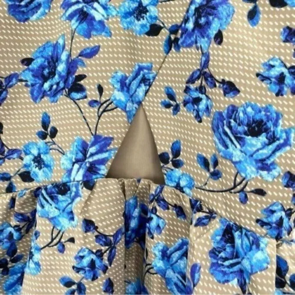 CeCe By Cynthia Steffe Floral SLeeveless Dress Blue Roses